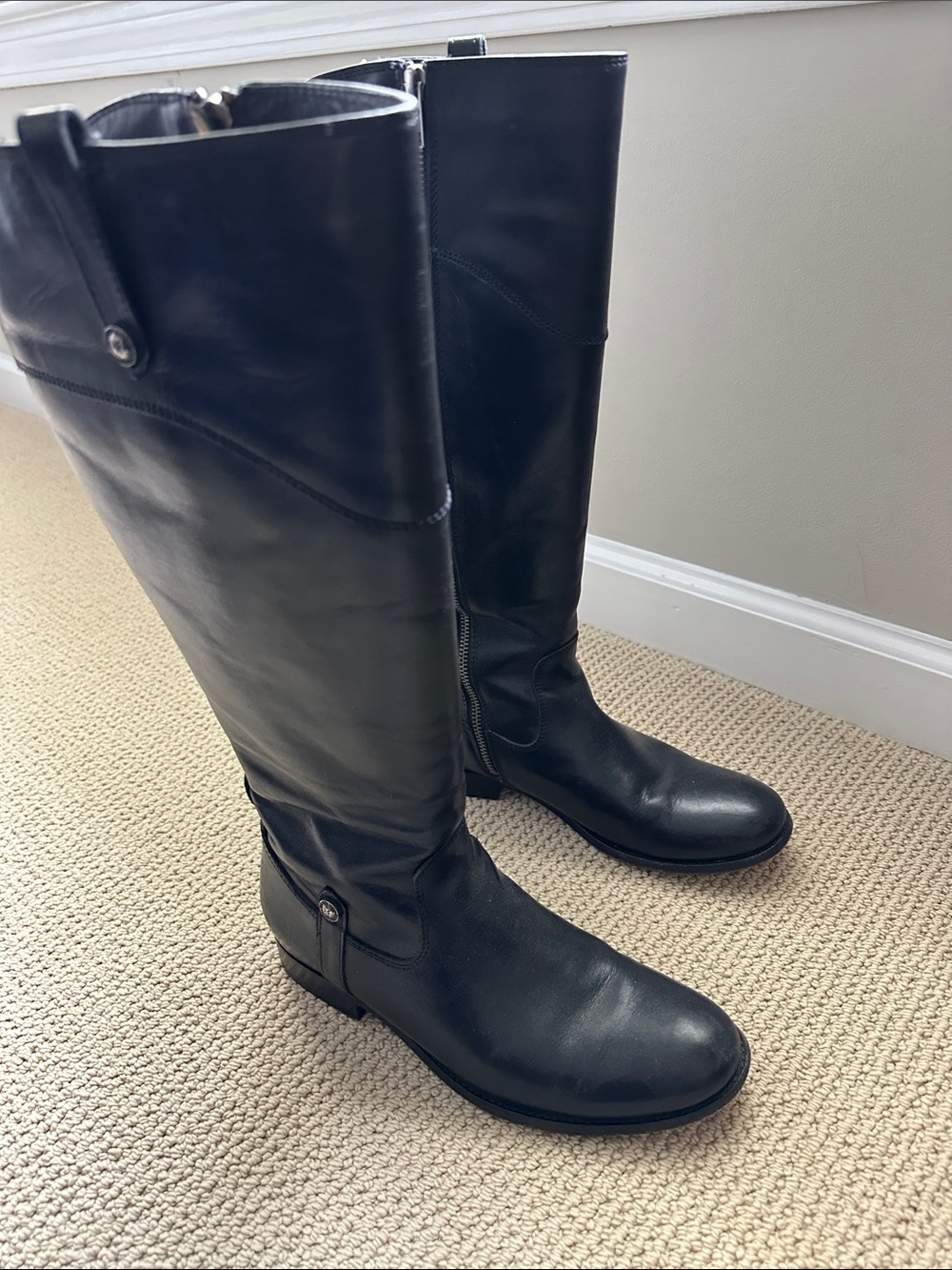 Frye Classic Black Leather Knee-High Riding Boots
